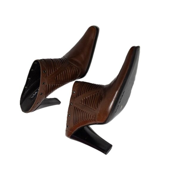 Via Spiga Brown Leather Heel Mules With Studded Detailing & Pointed Toe Size 7M - Picture 4 of 10